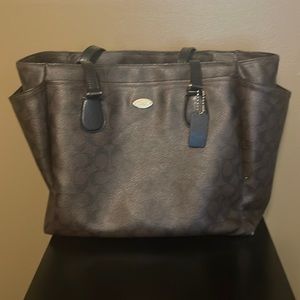 Coach Laptop Bag/ Signature Brown & Black